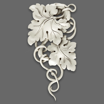 Stucco moulding - decorative applique with vine and leaves, left
